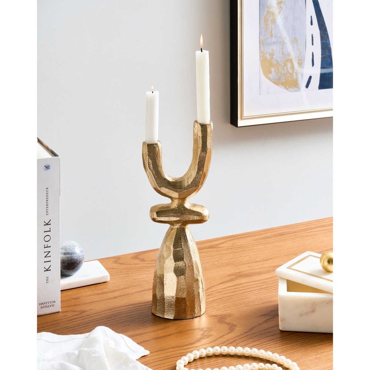 Świecznik KRADENIK Metal 33 cm Złoty