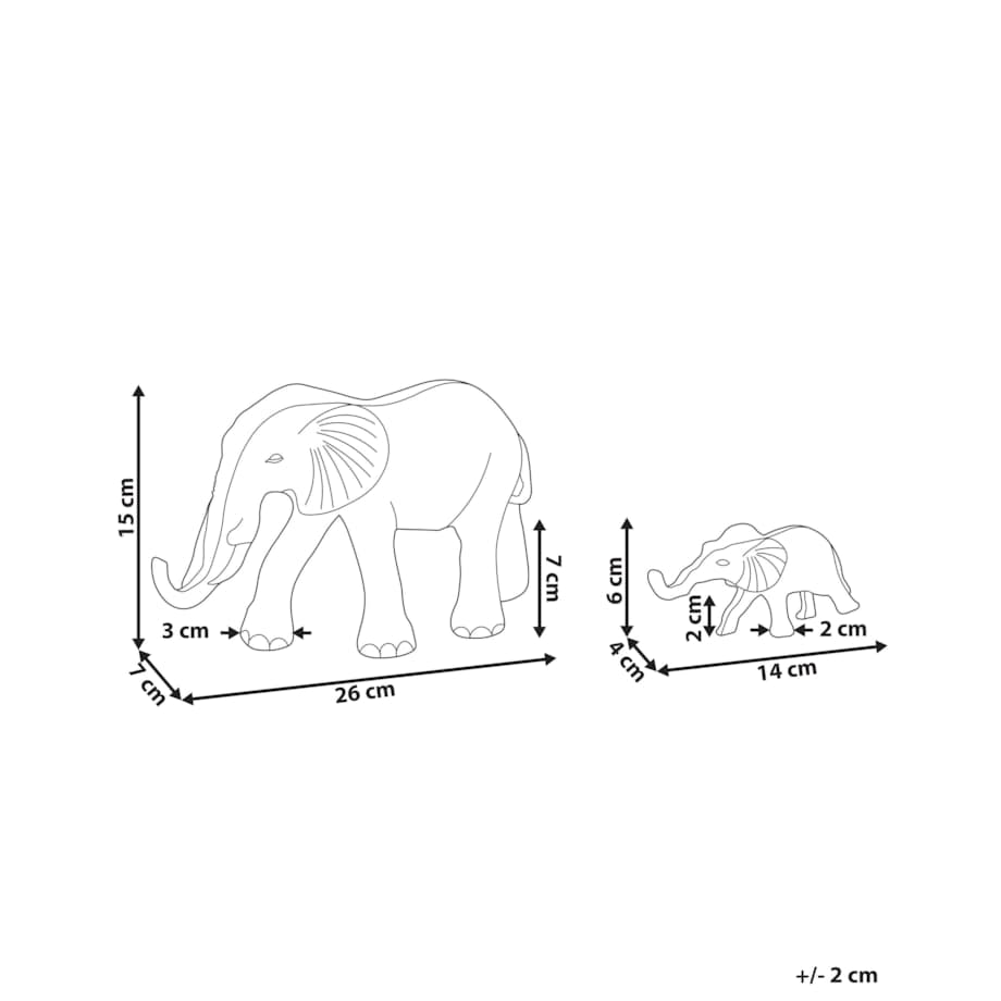 Zestaw 2 figurek dekoracyjnych Słoń SEDLARI Metal Złoty