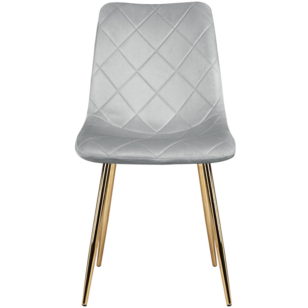 Krzesło tapicerowane szare welurowe pikowane nowoczesne złote nogi