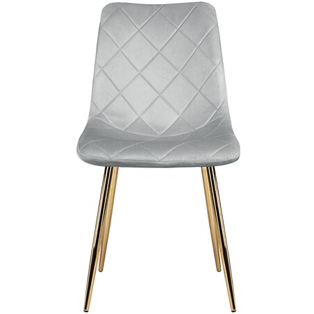 Krzesło tapicerowane szare welurowe pikowane nowoczesne złote nogi