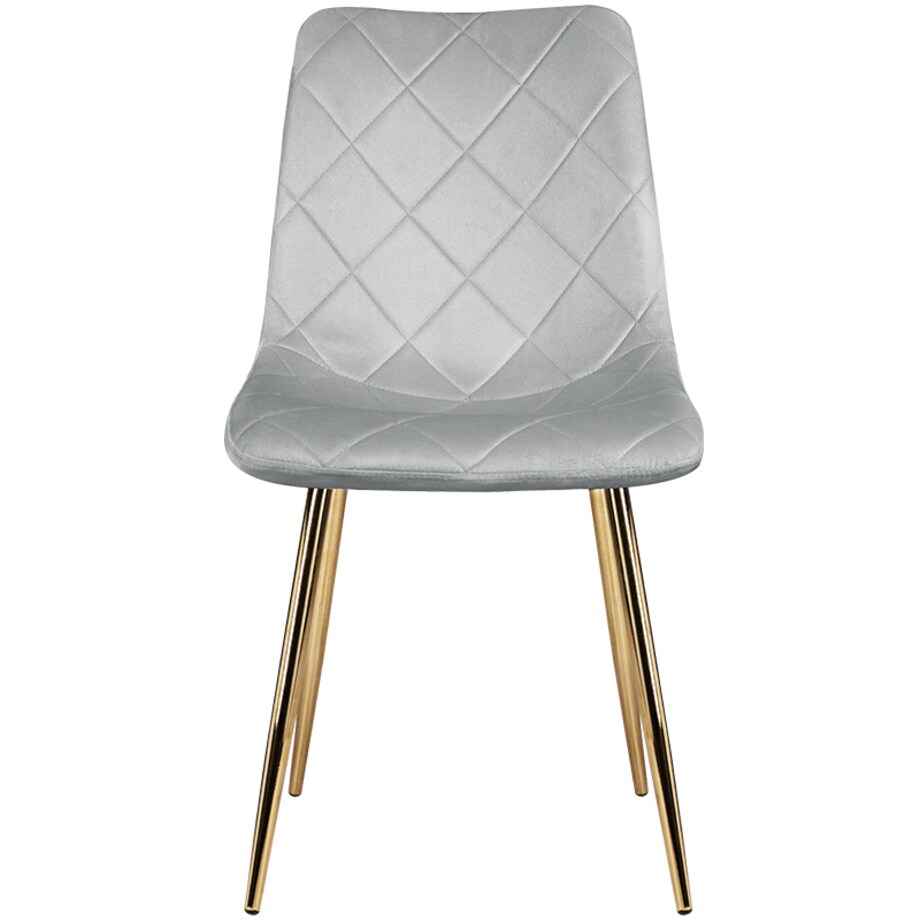 Krzesło tapicerowane szare welurowe pikowane nowoczesne złote nogi