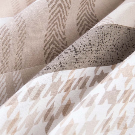 Pościel bawełniana 220x200 Linea w beżowe pasy i kratkę, Cottonlove