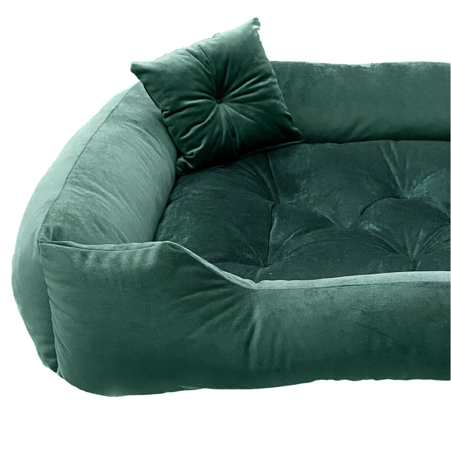 Legowisko Dla Psa Kanapa Posłanie Welurowe 120X90 Cm Pikowane Prestiżowe Zielone