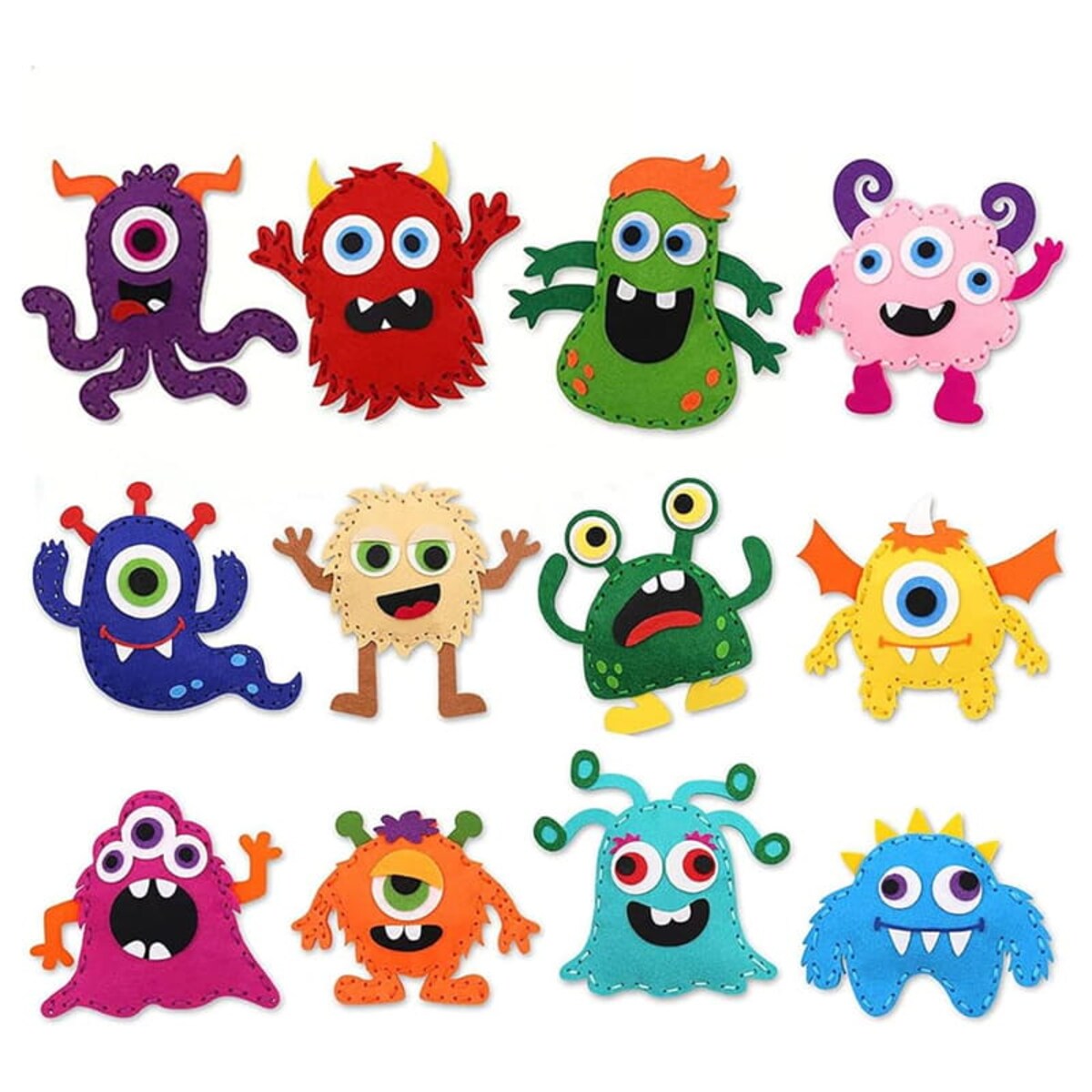 Stworki - filcowy zestaw do szycia DIY - 12 elementów