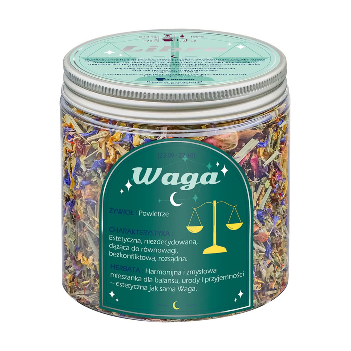 Herbata Zodiakalna WAGA - herbaciany susz napar ziołowa mieszanka na astrologiczny prezent upominek podarunek dla osoby ze znakiem zodiaku WAGI