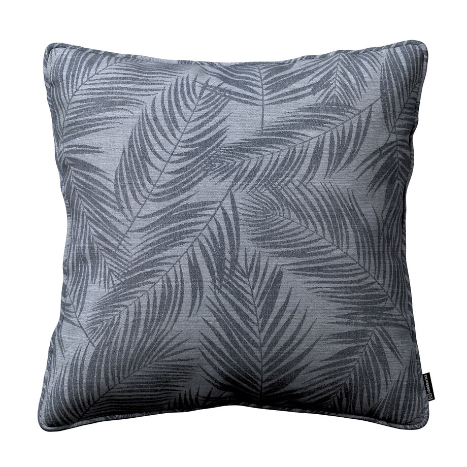 Poszewka Gabi na poduszkę 45x45 grafitowe liście na szaro-srebrnym tle