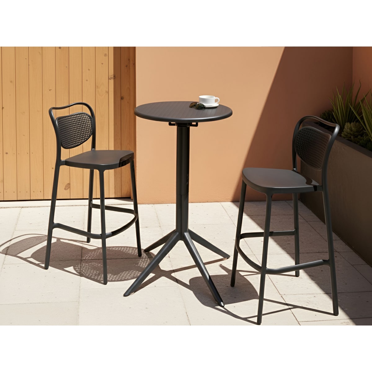 Stolik ogrodowy barowy LEGRENA 60 cm 60 cm Czarny