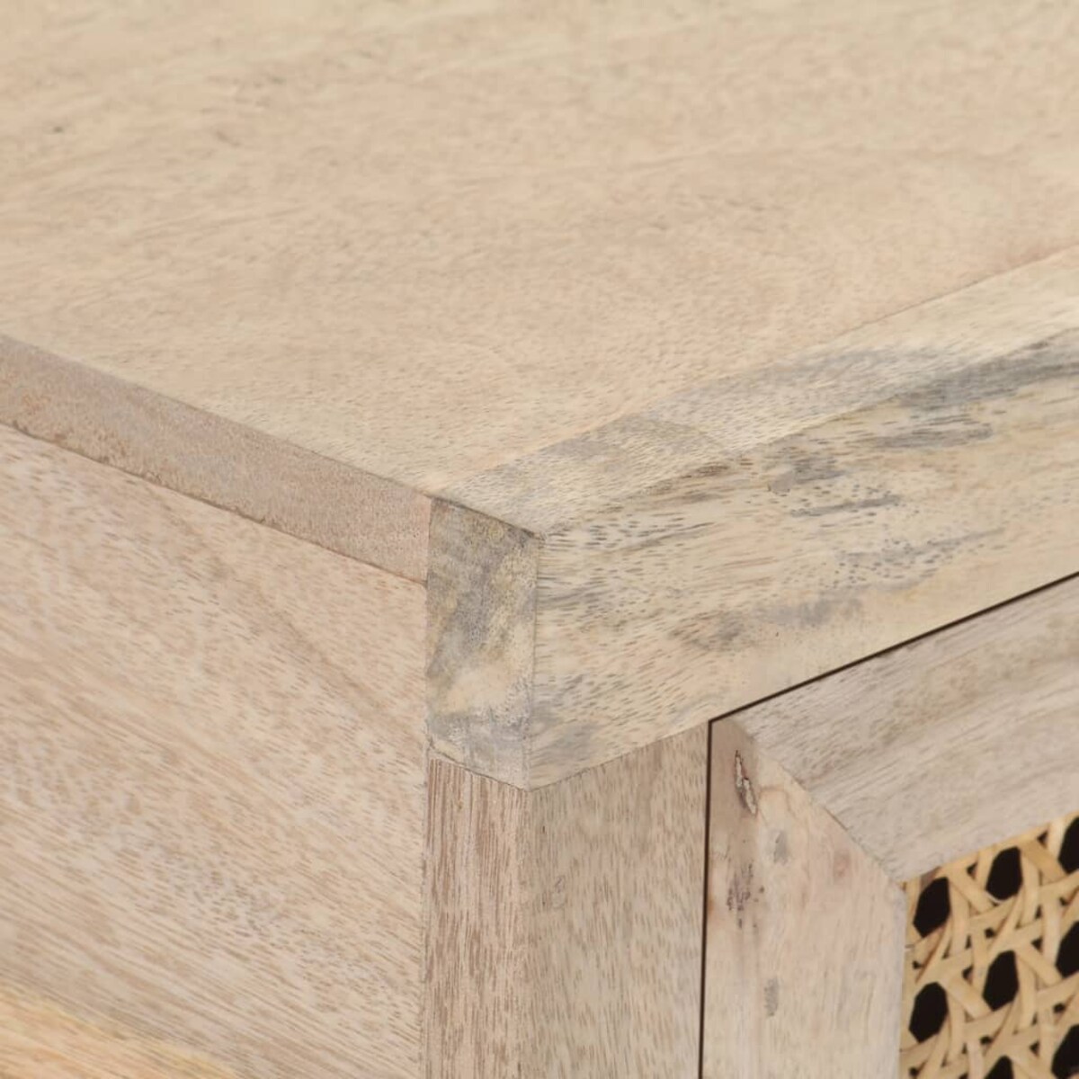 vidaXL Stolik konsolowy, 100x35x76 cm, lite drewno mango i trzcina