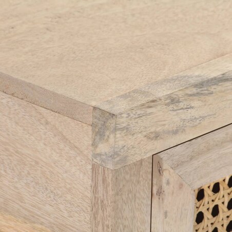 vidaXL Stolik konsolowy, 100x35x76 cm, lite drewno mango i trzcina