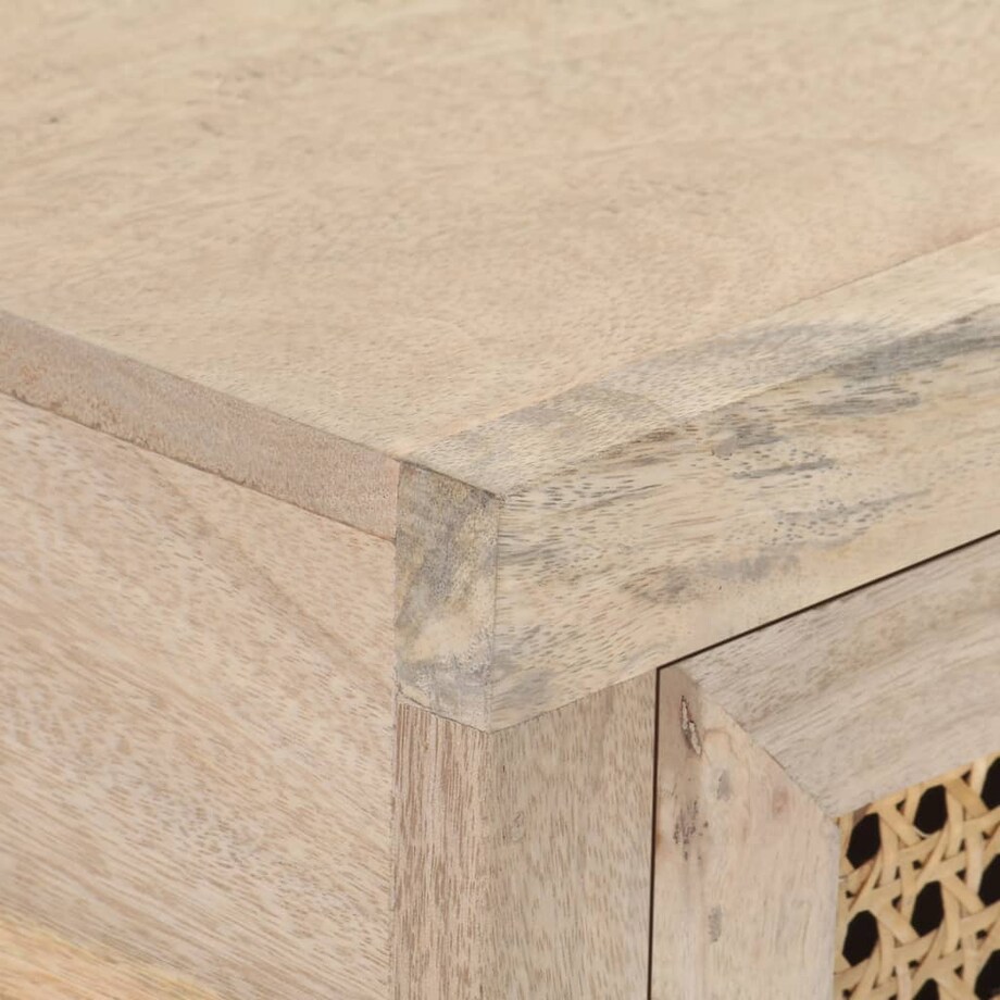 vidaXL Stolik konsolowy, 100x35x76 cm, lite drewno mango i trzcina