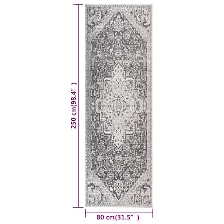 vidaXL Dywan zewnętrzny o płaskim splocie, 80x250 cm, jasnoszary