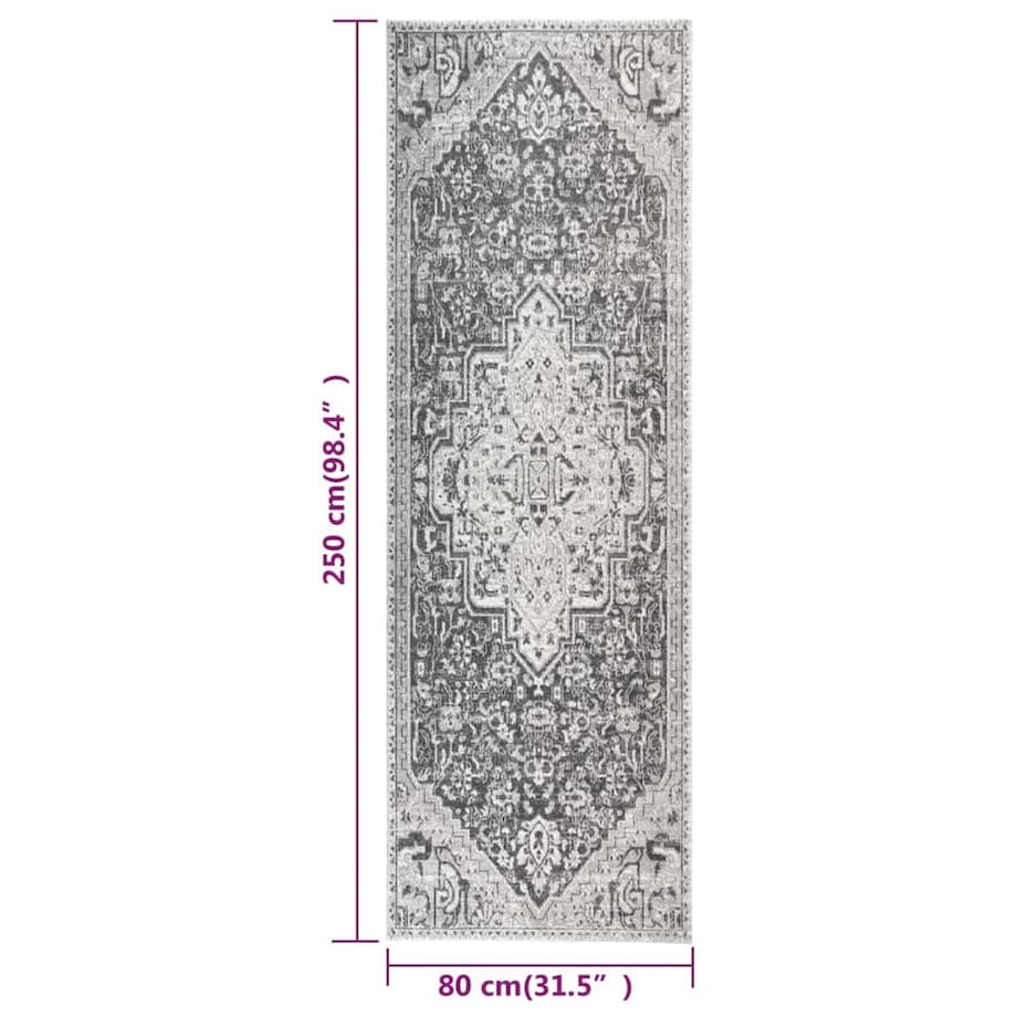 vidaXL Dywan zewnętrzny o płaskim splocie, 80x250 cm, jasnoszary