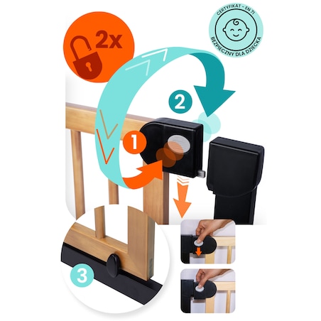 Barierka zabezpieczająca ochronna Nukido na schody i drzwi 76-104cm czarno-brązowy 718200