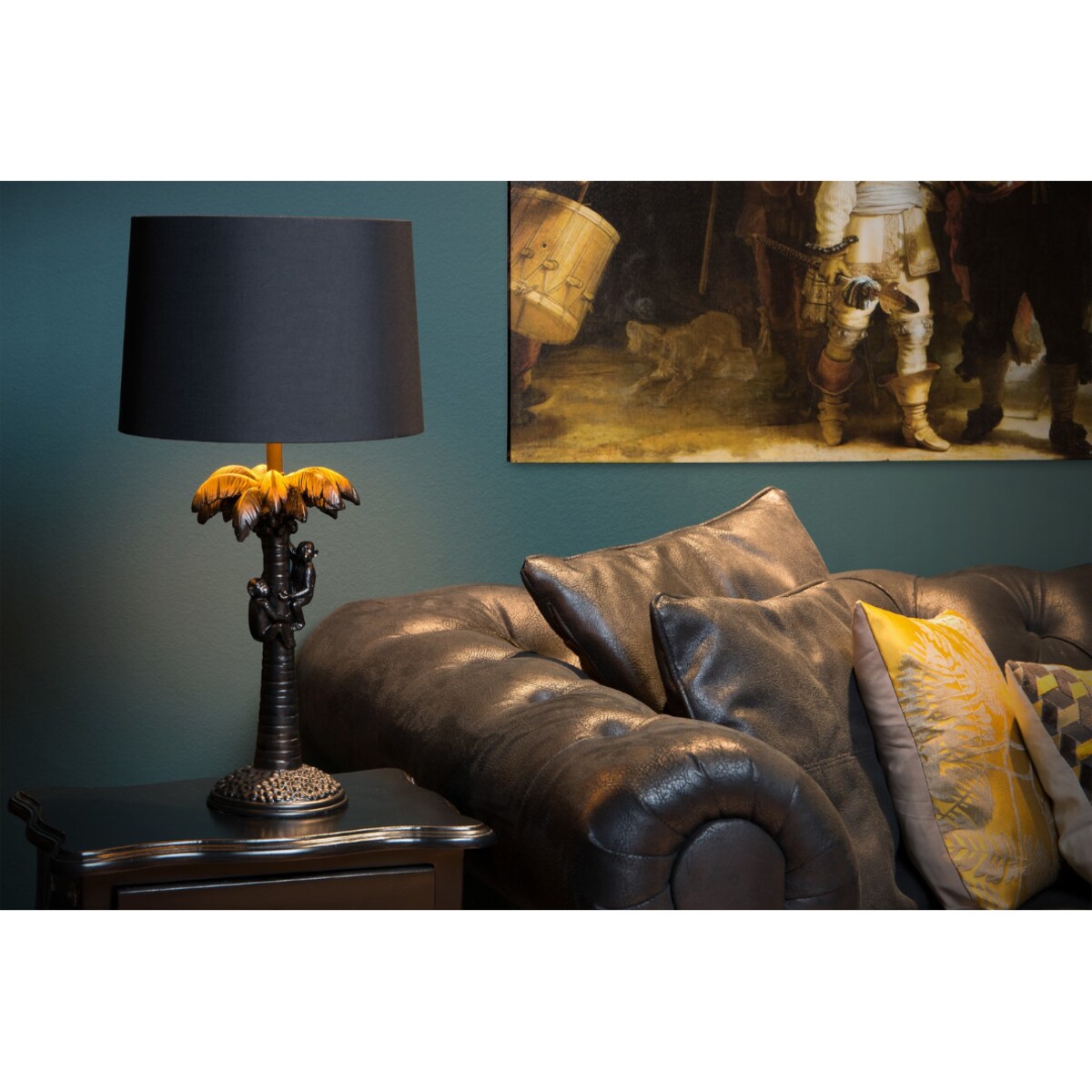 Orientalna LAMPKA stojąca EXTRAVAGANZA COCONUT 10505/81/30 Lucide dekoracyjna LAMPA biurkowa abażurowa małpki czarne