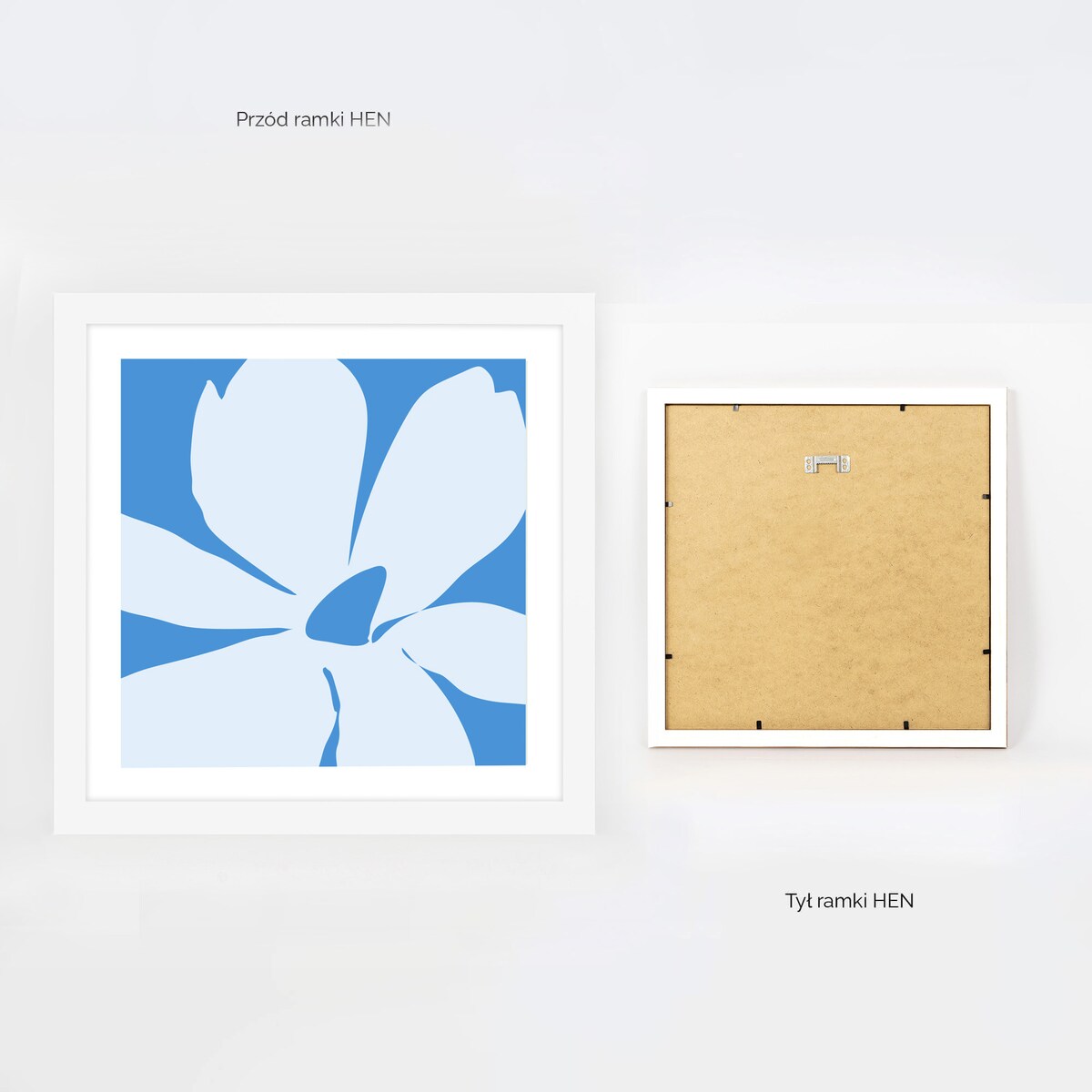 Ramka na zdjęcia 30x30 cm biała rama MDF z plexi do powieszenia pion poziom klasyczna kwadratowa ramka FRAMAI®