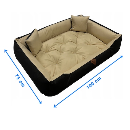Legowisko Dla Psa Kanapa Posłanie 100X75 Cm Wodoodporne Poduszki Pikowane Beżowe