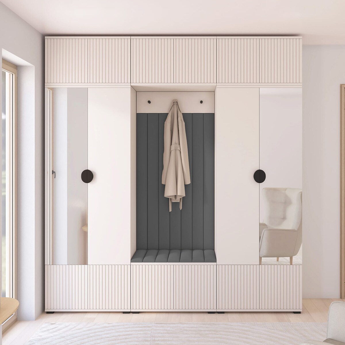 Garderoba z panelami do przedpokoju Ritmo wersja 3 Trinity 15 beż cashmere