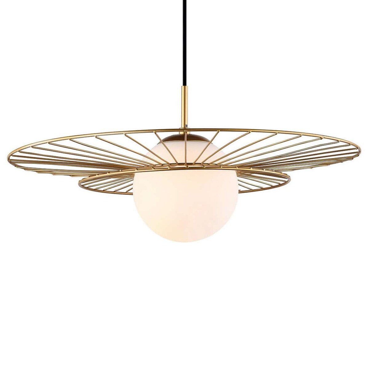 Druciana LAMPA wisząca ALISON MDM-4001/1 GD Italux okrągła OPRAWA szklana kula ball ZWIS loft złoty biały