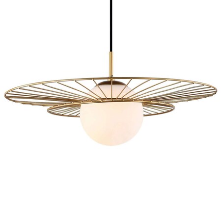 Druciana LAMPA wisząca ALISON MDM-4001/1 GD Italux okrągła OPRAWA szklana kula ball ZWIS loft złoty biały