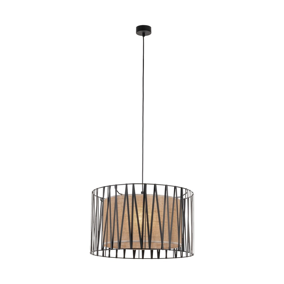 Lampa wisząca TK Lighting Harmony Nature 4557, 3xE27, juta, czarno-brązowa, śr. 50 cm, regulowana wysokość 120 cm