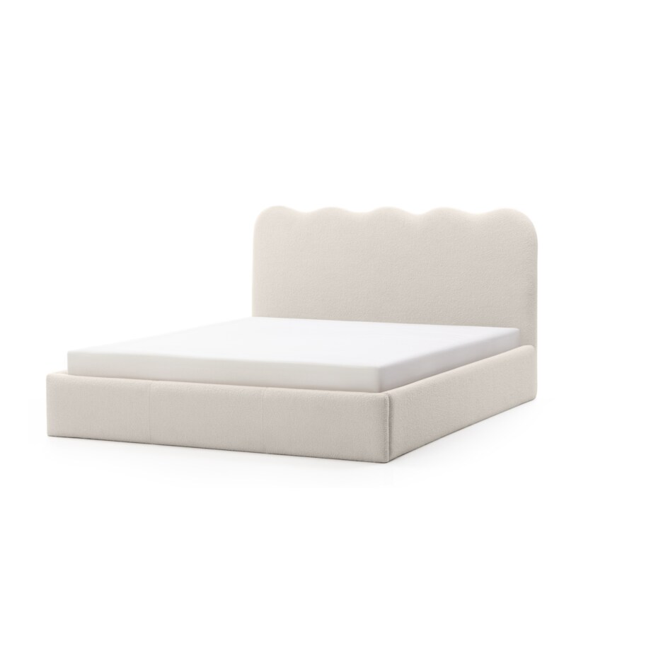 Łóżko 160x200 cm ze stelażem i pojemnikiem bouclé jasnobeżowe Londra