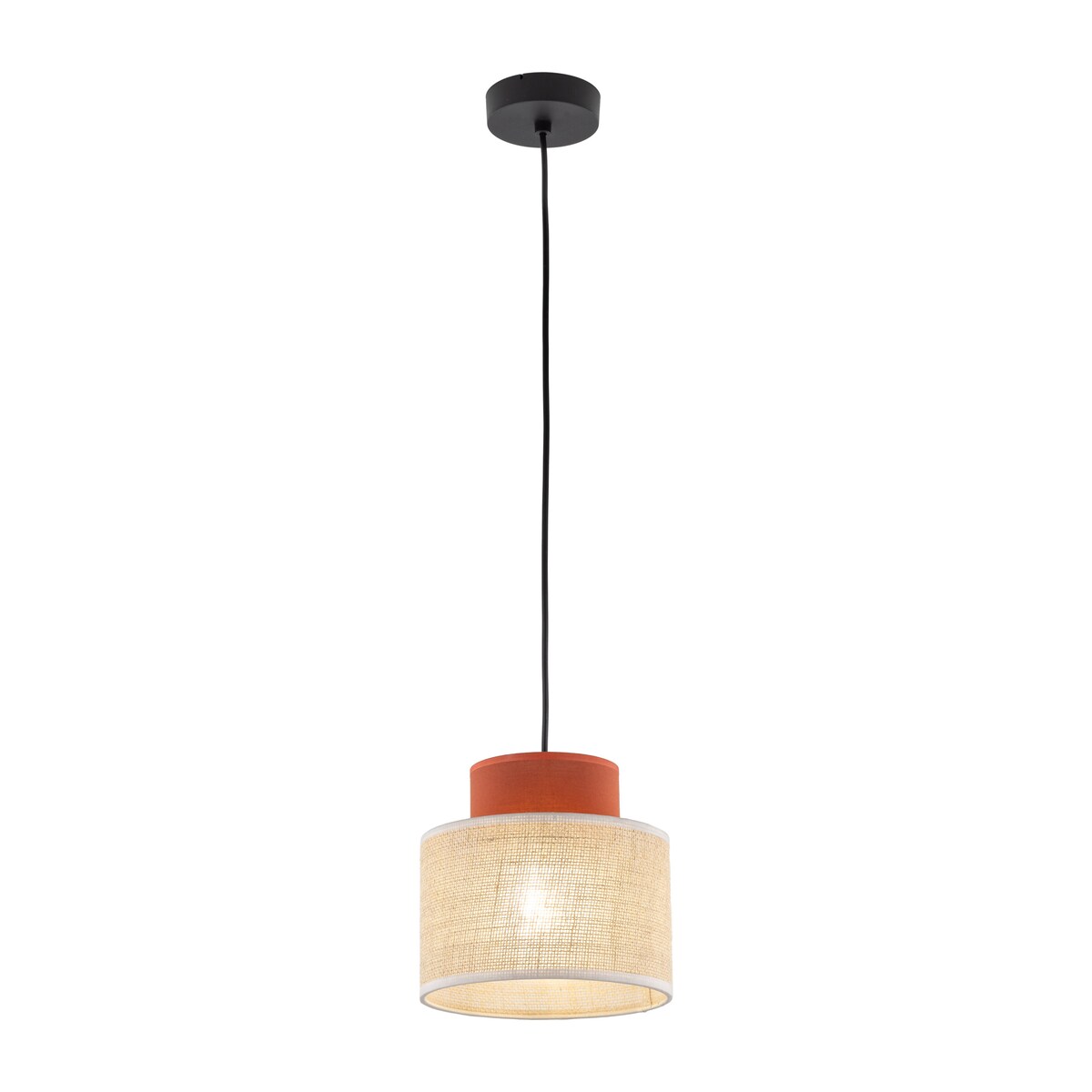 Lampa wisząca TK Lighting DUO JUTA BROWN 2785 czarno-beżowa E27 regulowana, jutowy klosz do salonu i jadalni