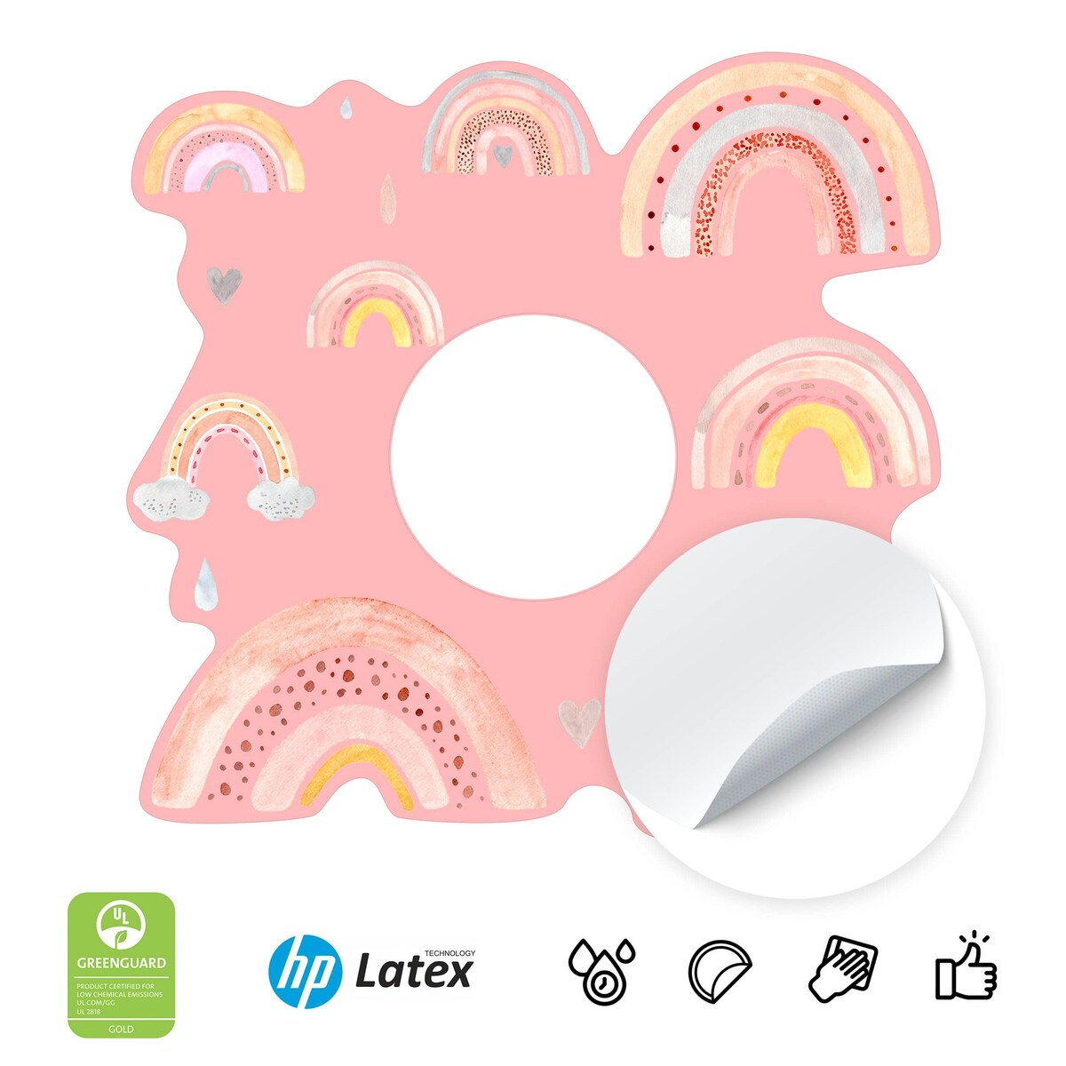 Naklejka Pod Włącznik Kontakt Tęcze Serduszka Styl Boho Dla Dziewczynki 20x20cm