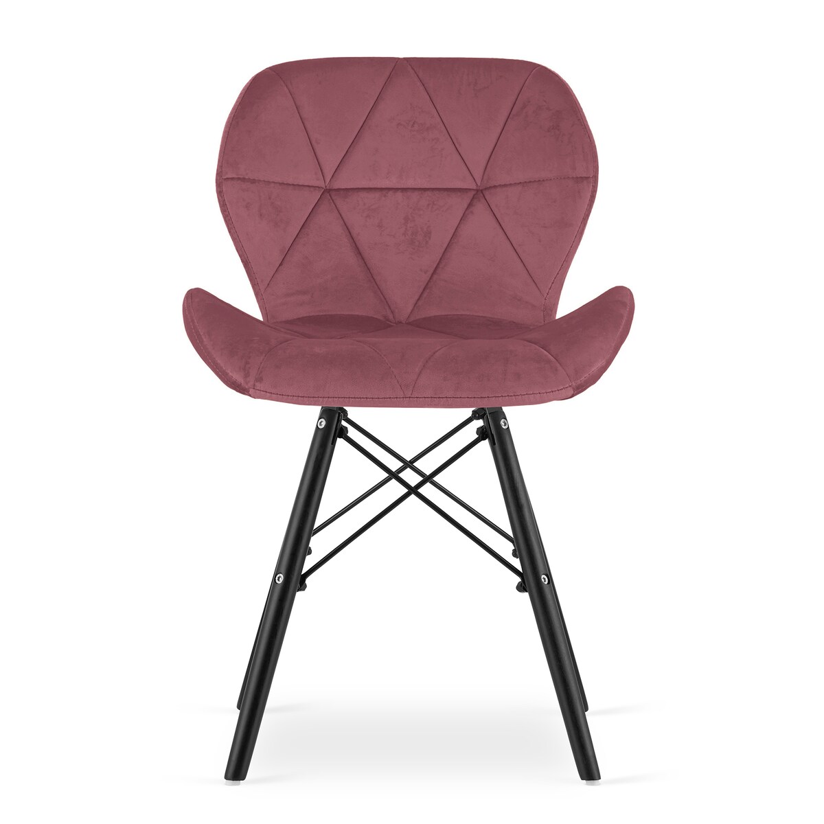 Krzesło Lago Ekoskóra ergonomiczne nowoczesny design - Ciemny Róż / Nogi Czarne X 4