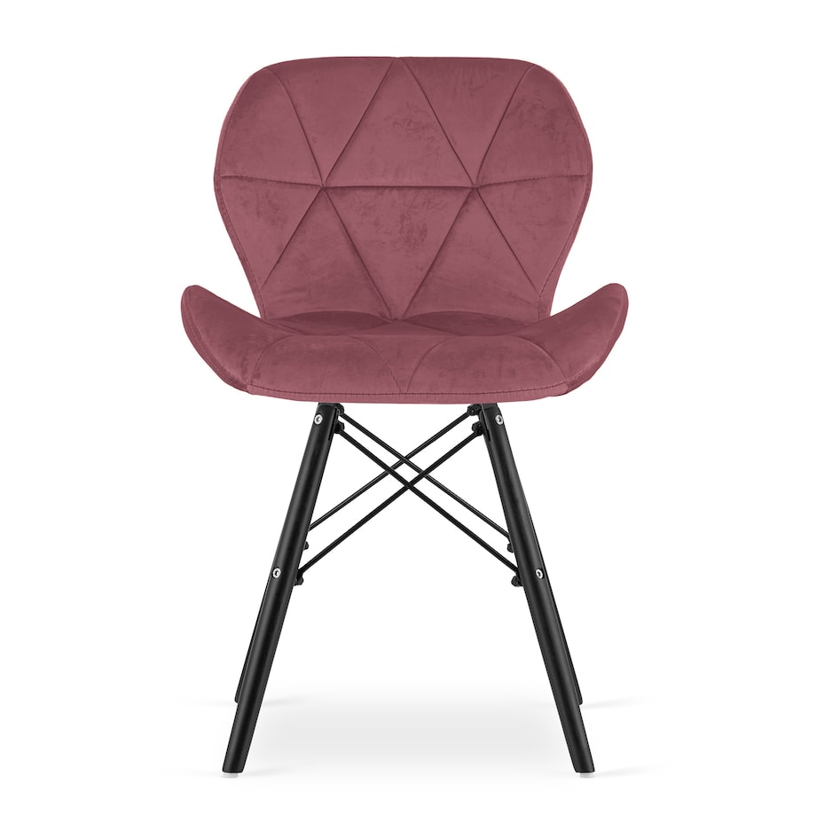 Krzesło Lago Ekoskóra ergonomiczne nowoczesny design - Ciemny Róż / Nogi Czarne X 4