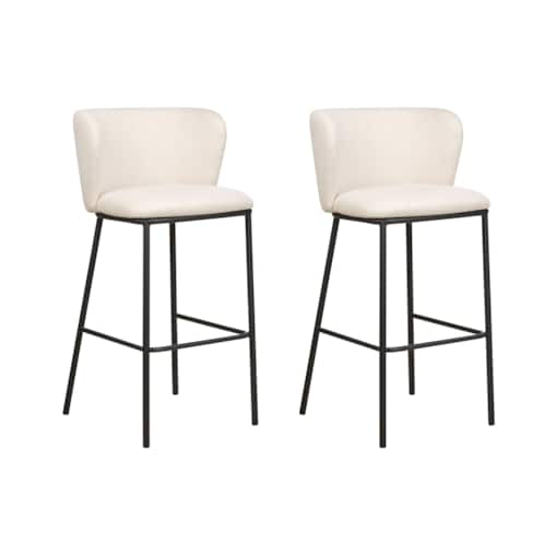 Zestaw 2 krzeseł barowych złamana biel MINA