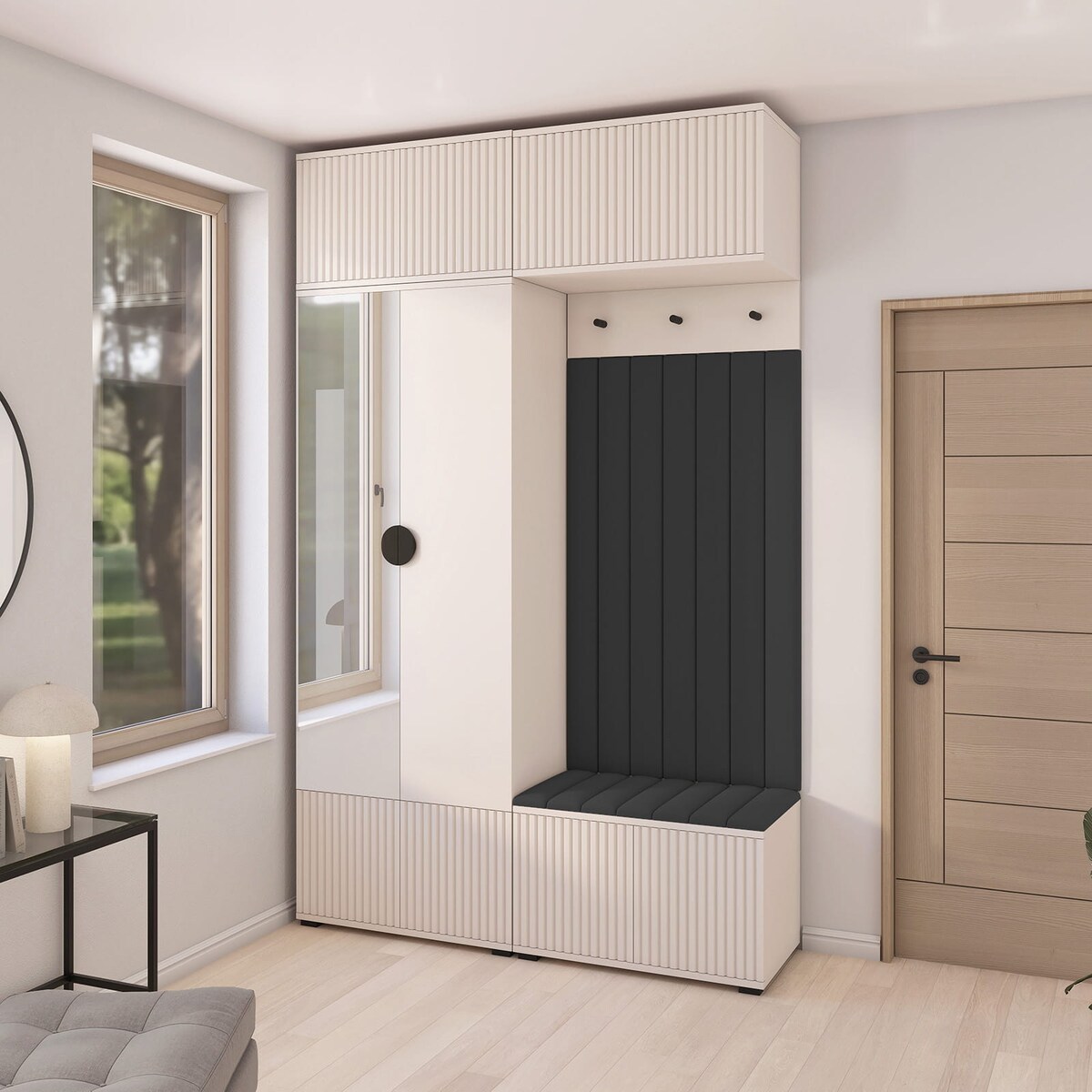 Garderoba frezowana z lustrem Ritmo wersja 2 Trinity 16 Cashmere