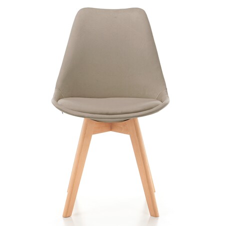 Krzesło skandynawskie z poduszką welurowe DUBLIN ciemnobeżowe