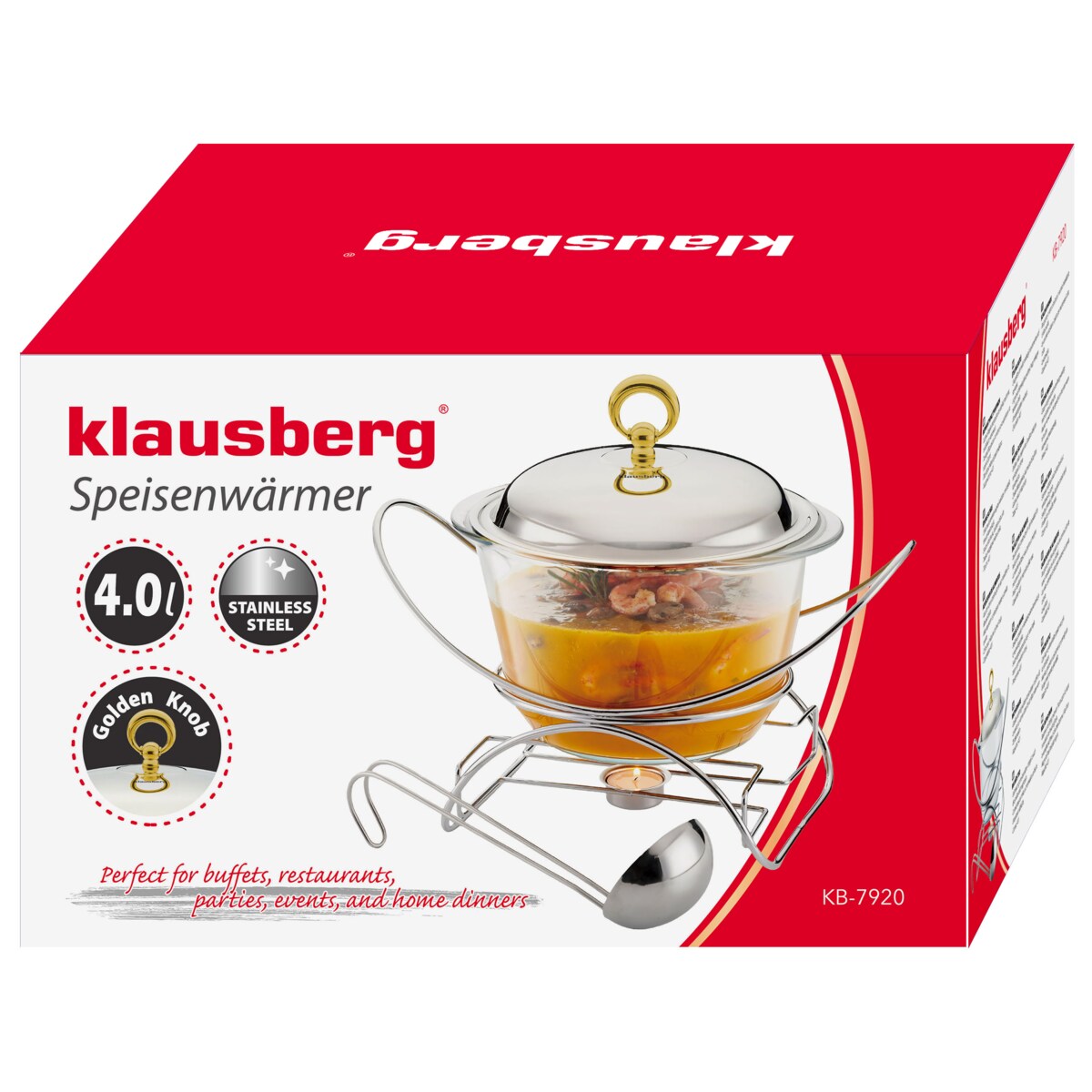 Podgrzewacz stołowy waza do zupy 4 ele. 4.0L KLAUSBERG