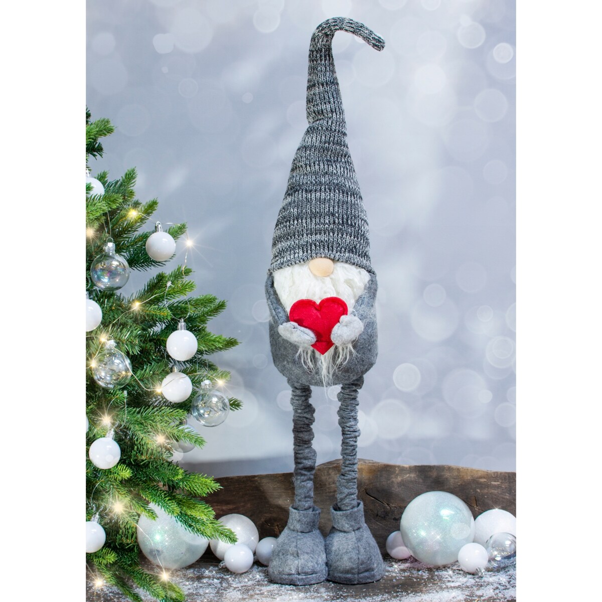 SKRZAT krasnal gnom Mikołaj Świąteczny XXL 96cm TELESKOPOWY