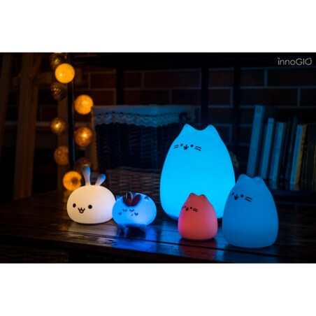 Innogio Kitty Mini silikonowa lampka nocna dla dzieci w kształcie kota 7 kolorów LED