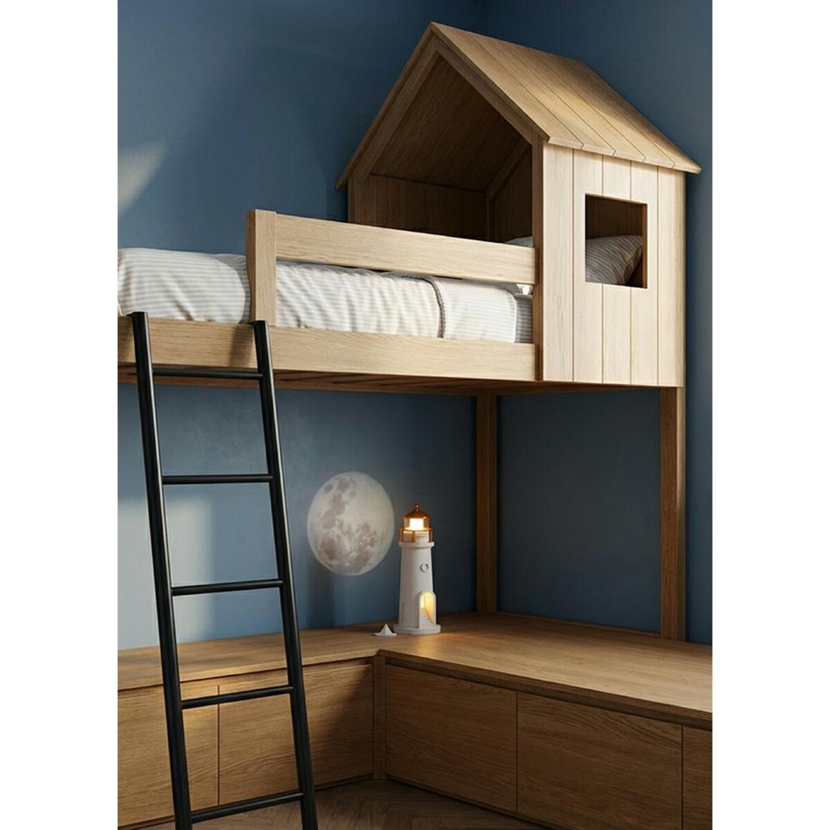 Lampka nocna z projektorem księżyc SHP LIGHTHOUSE biało-złota