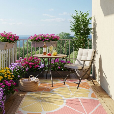 Dywan zewnętrzny tkany na płasko 120x170 cm e-floor cytryny żółty