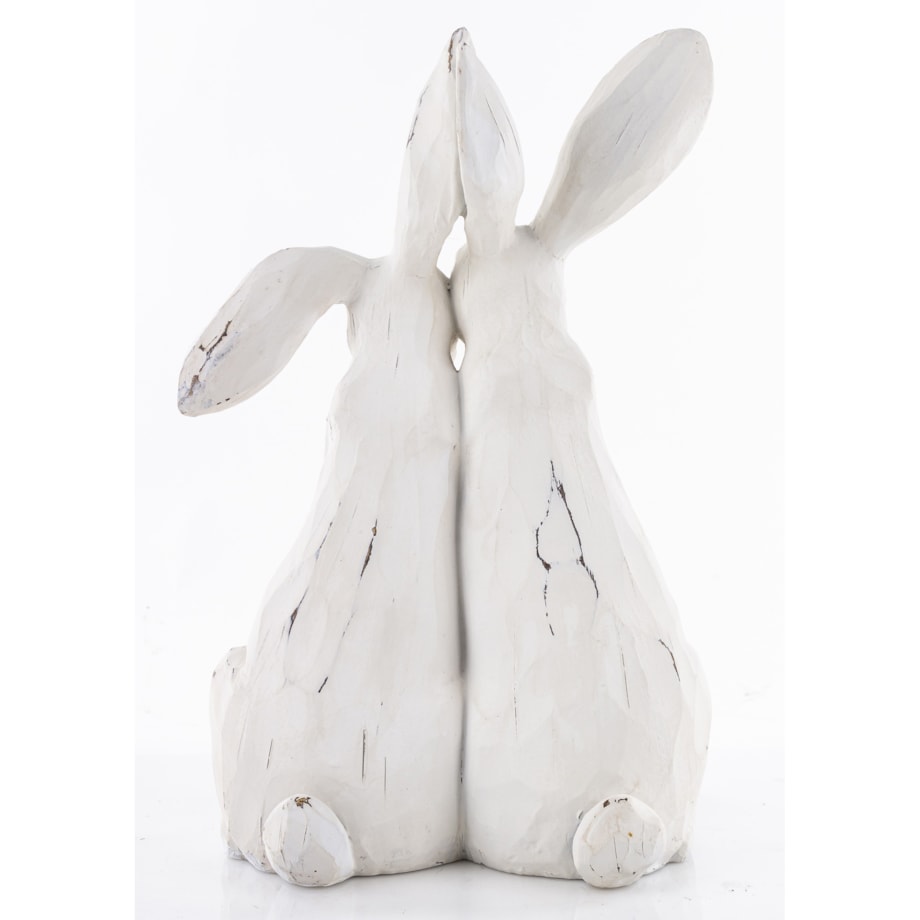 Dekoracja - figurka 2 białe ZAJĄCZKI-2 przytulone 32x20x17 cm