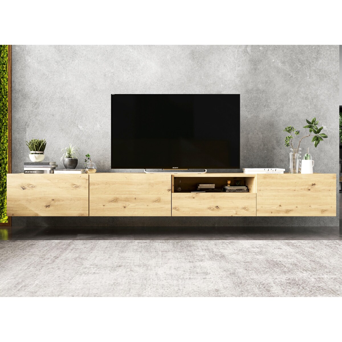 Szafka RTV Loft Stojąca / Wisząca Dąb Artisan MAT Komoda RTV Szuflada 240 cm