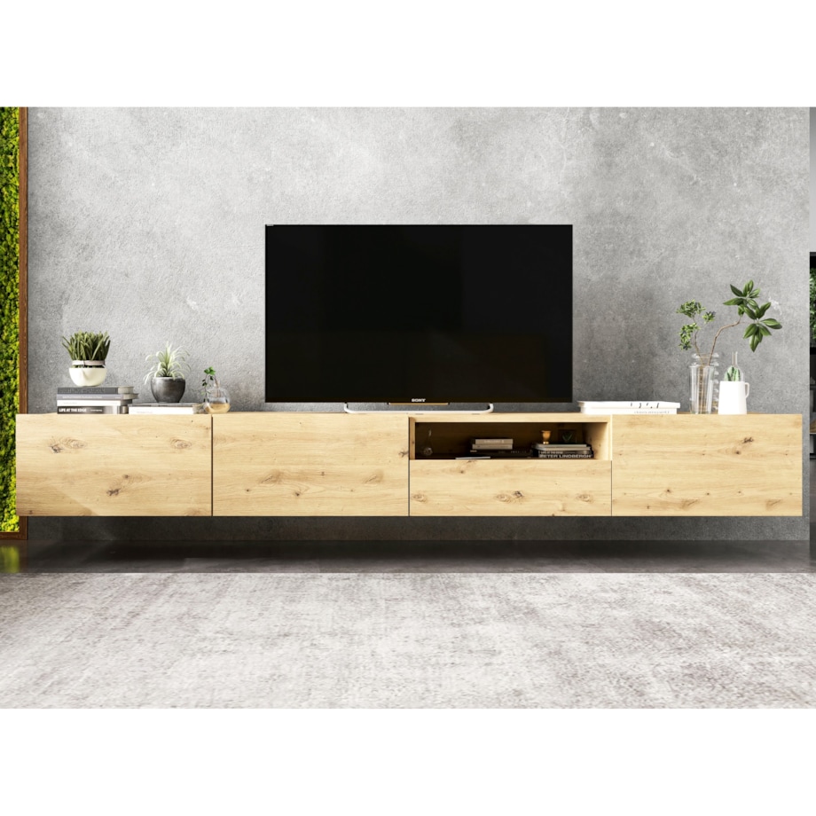 Szafka RTV Loft Stojąca / Wisząca Dąb Artisan MAT Komoda RTV Szuflada 240 cm