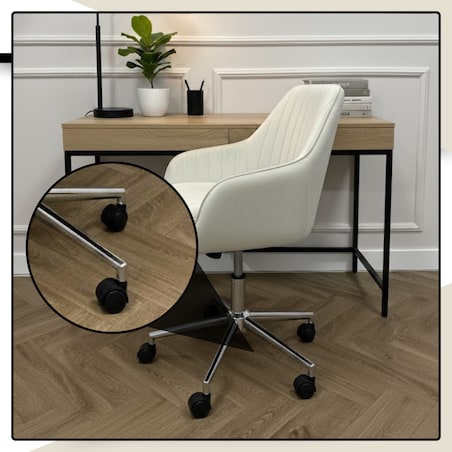 Krzesło biurowe fotel obrotowy welurowy regulowany beżowy
