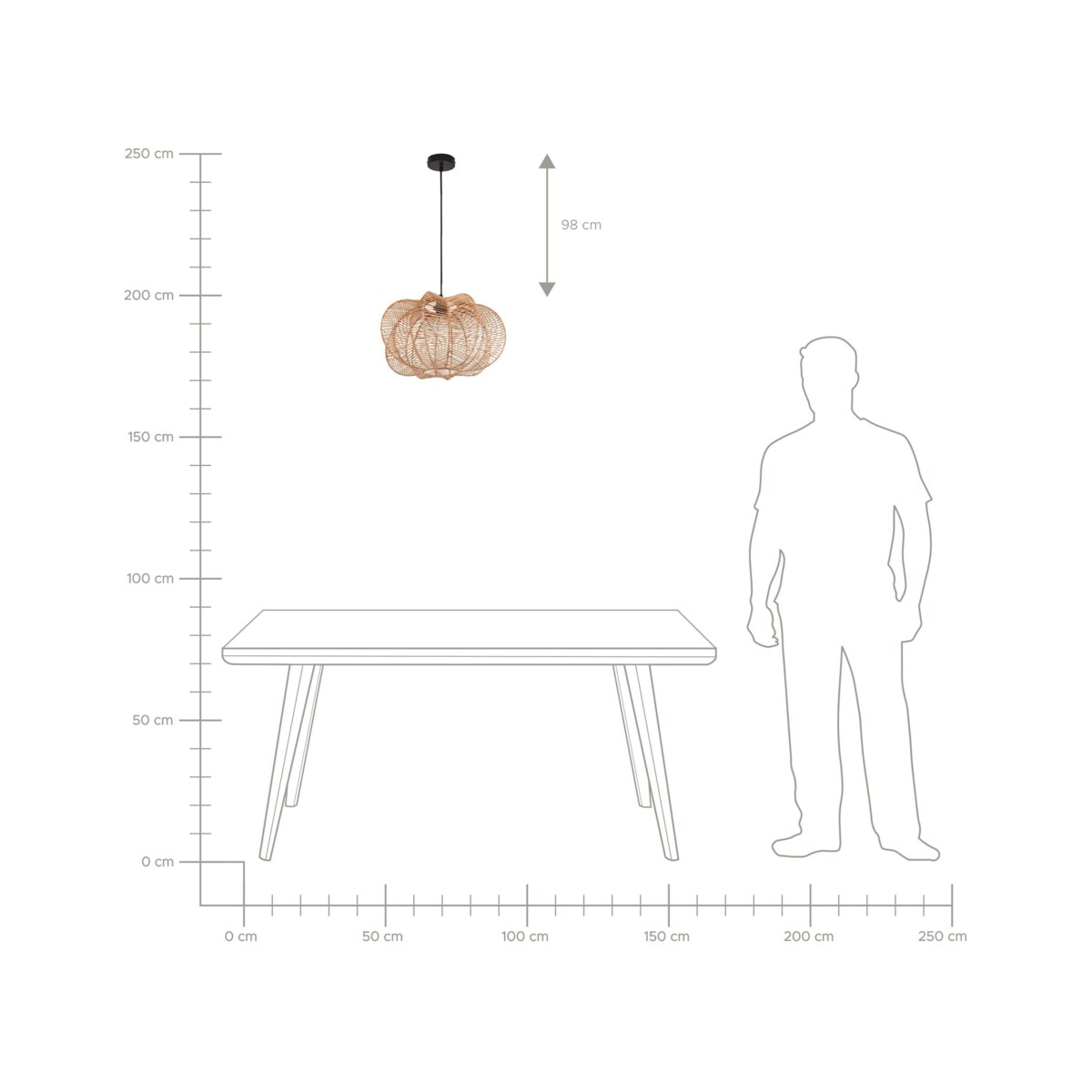 Lampa wisząca rattanowa naturalna KIBI
