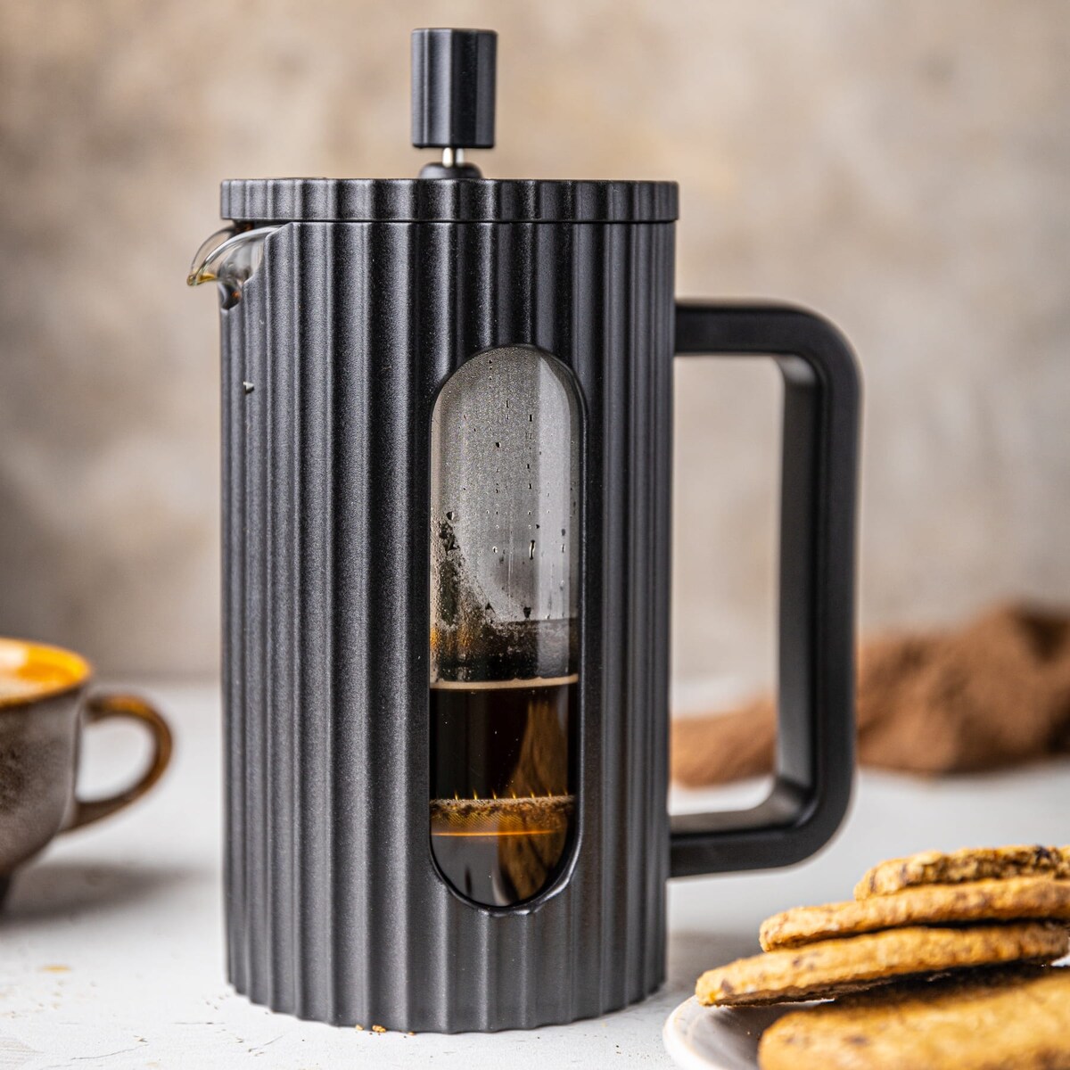 Zaparzacz do herbaty kawy szklany French Press 600 ml czarny KLAUSBERG