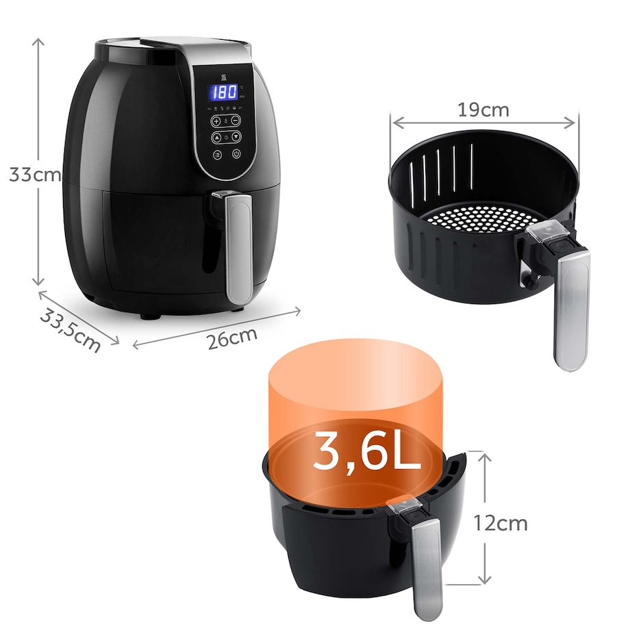 Frytkownica beztłuszczowa AIR FRYER mocna 3.6l Berdsen