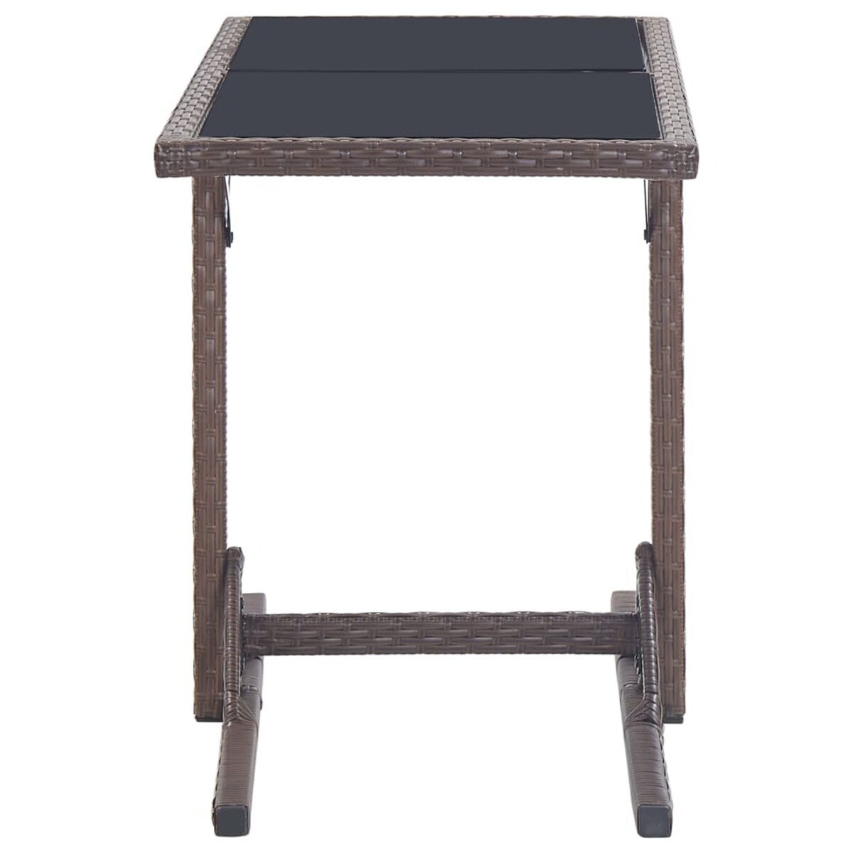 vidaXL Stół ogrodowy, brązowy, 110 x 53 x 72 cm, szkło i polirattan
