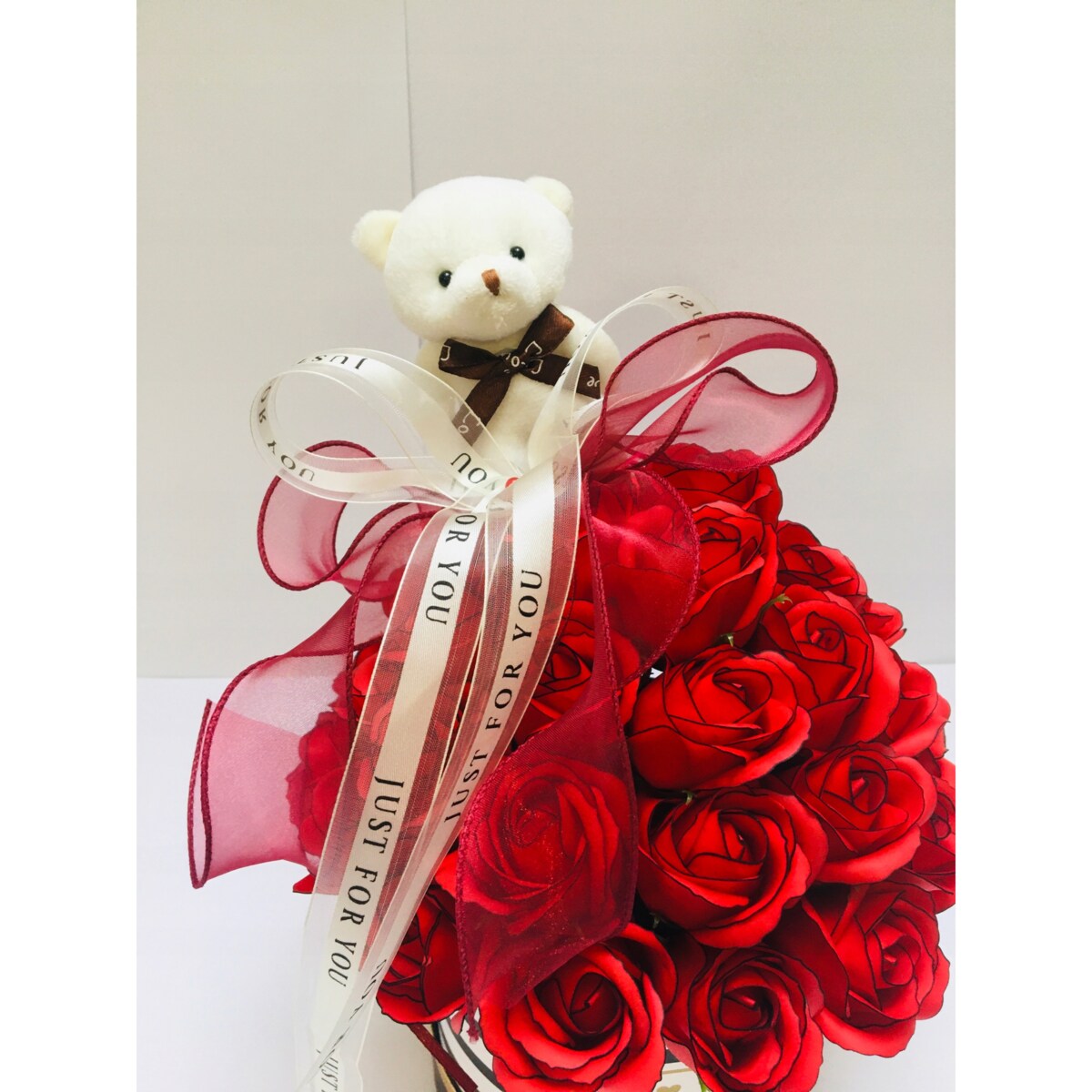 FLOWER BOX DUŻY pachnie kwiaty mydlane róża miś na urodziny dzień kobiet 18