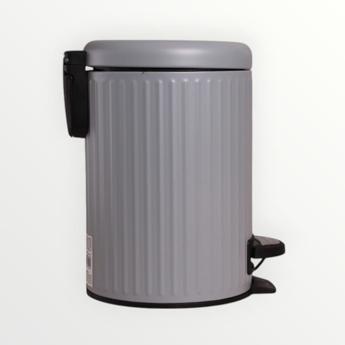 Szary metalowy kosz na śmieci do łazienki ryflowany 3l 25cm
