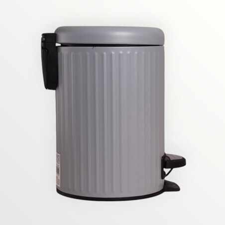Szary metalowy kosz na śmieci do łazienki ryflowany 3l 25cm