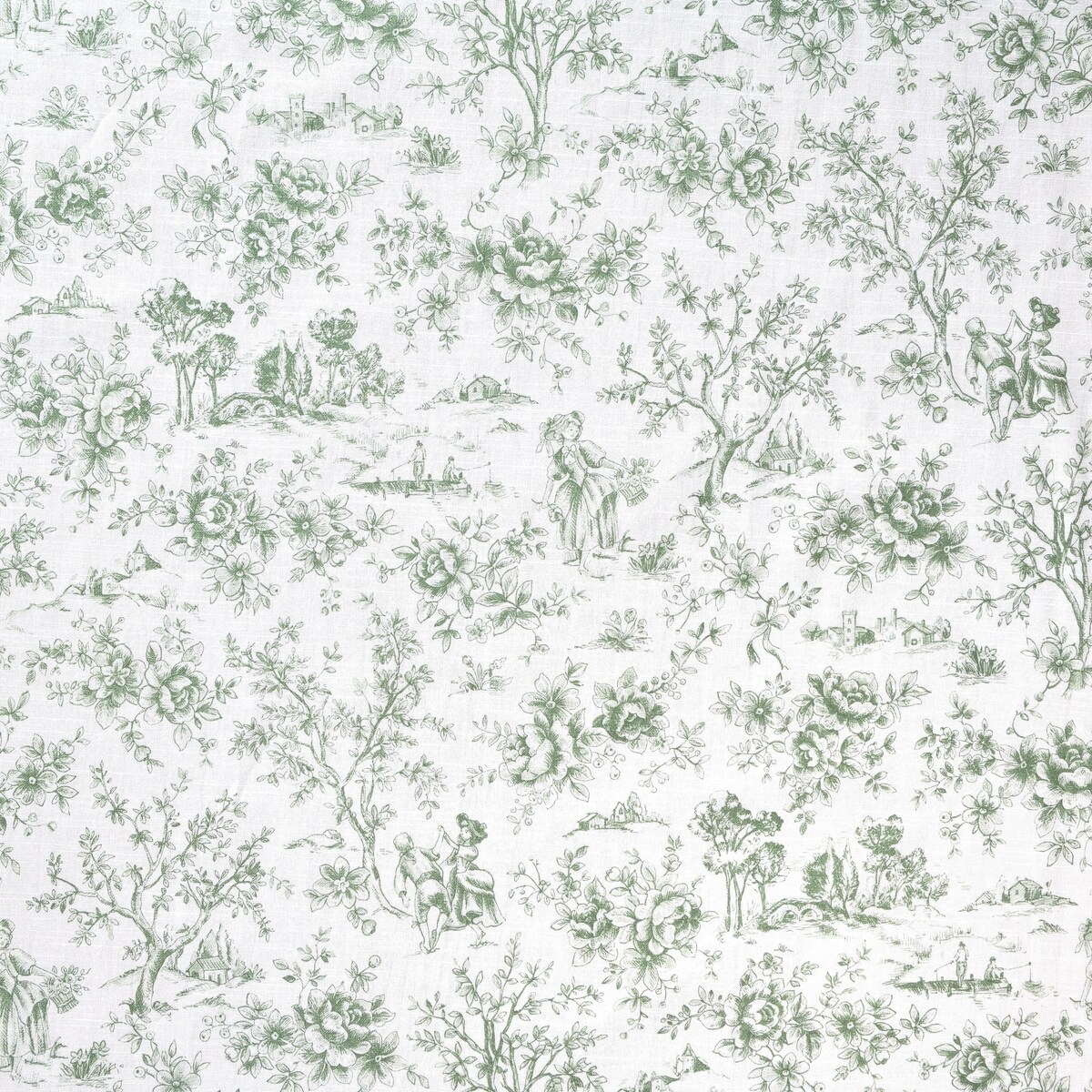 Obrus Toile de Jouy Green - 140 cm x 200 cm