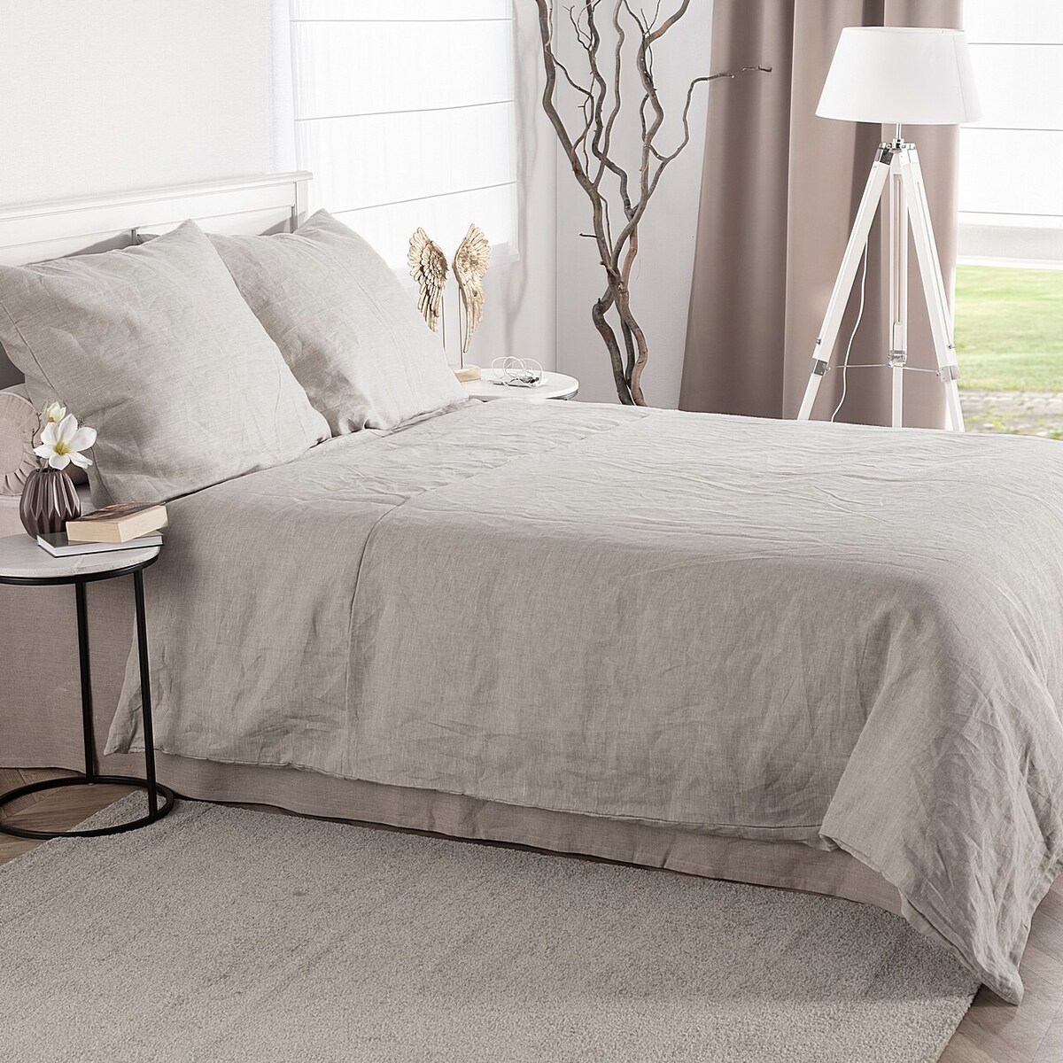 Komplet pościeli lnianej Linen 200x200cm natural, 200 x 200 cm / 2 x 50 x 60 cm